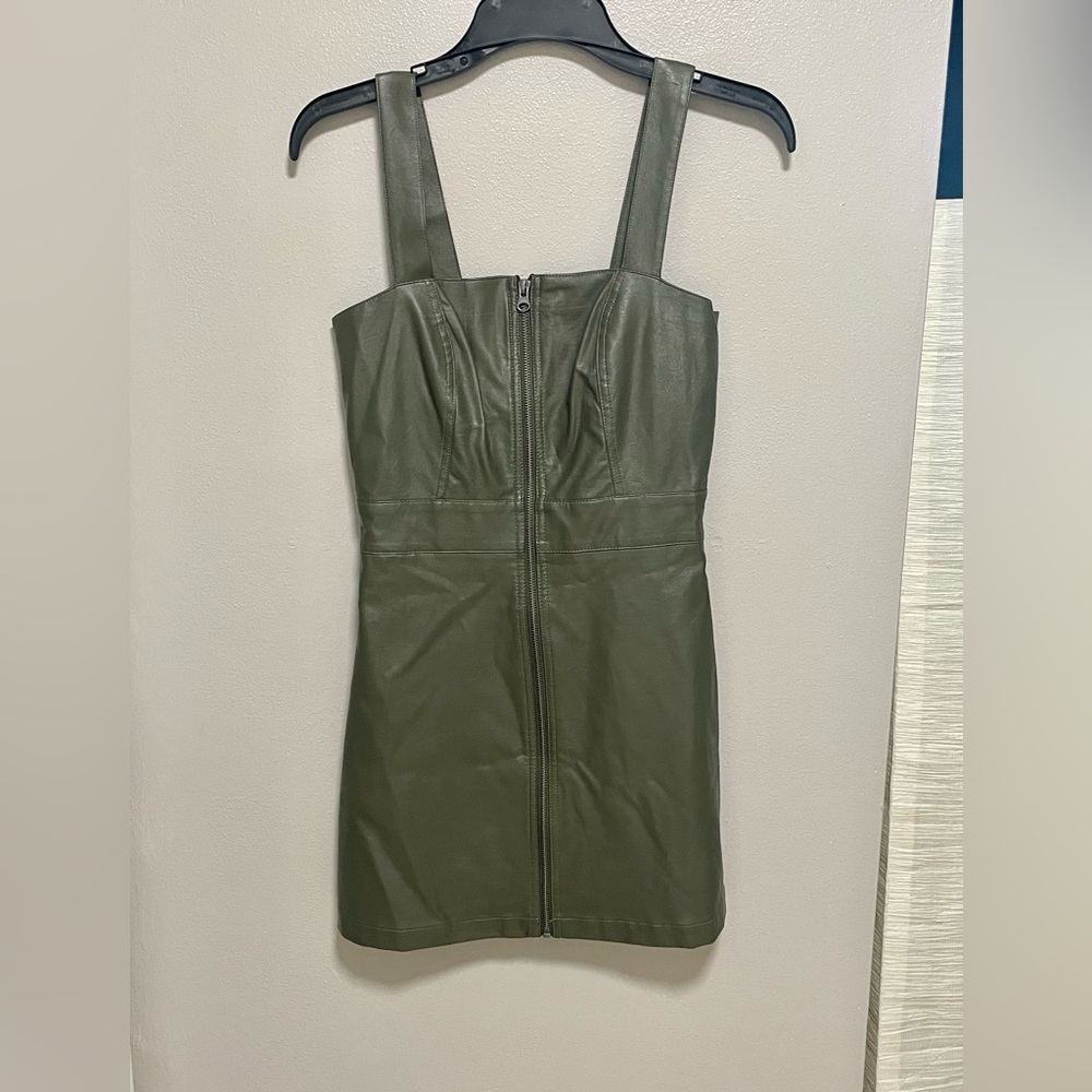 Wild Fable Green ZipUp Bodycon Pleather Mini Dress